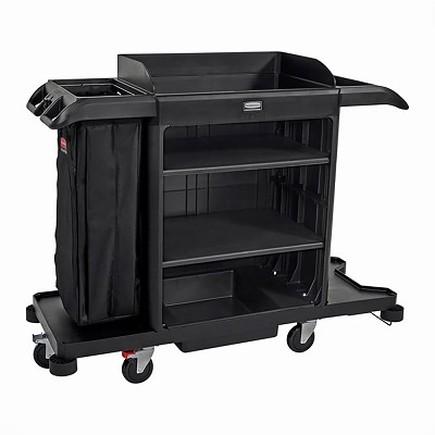 Rubbermaid Commercial 2202581 Full Size Housekeeping Cart Black 