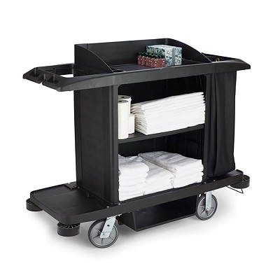 Rubbermaid Commercial FG618900BLA Executive Full Size Housekeeping Cart Black 