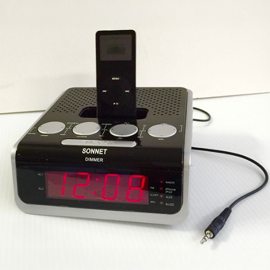 Sonnet R-1530 0.9” LED FM Clock Radio With 30 Pin Docking Station Black 6 Per Case Price Per Each 