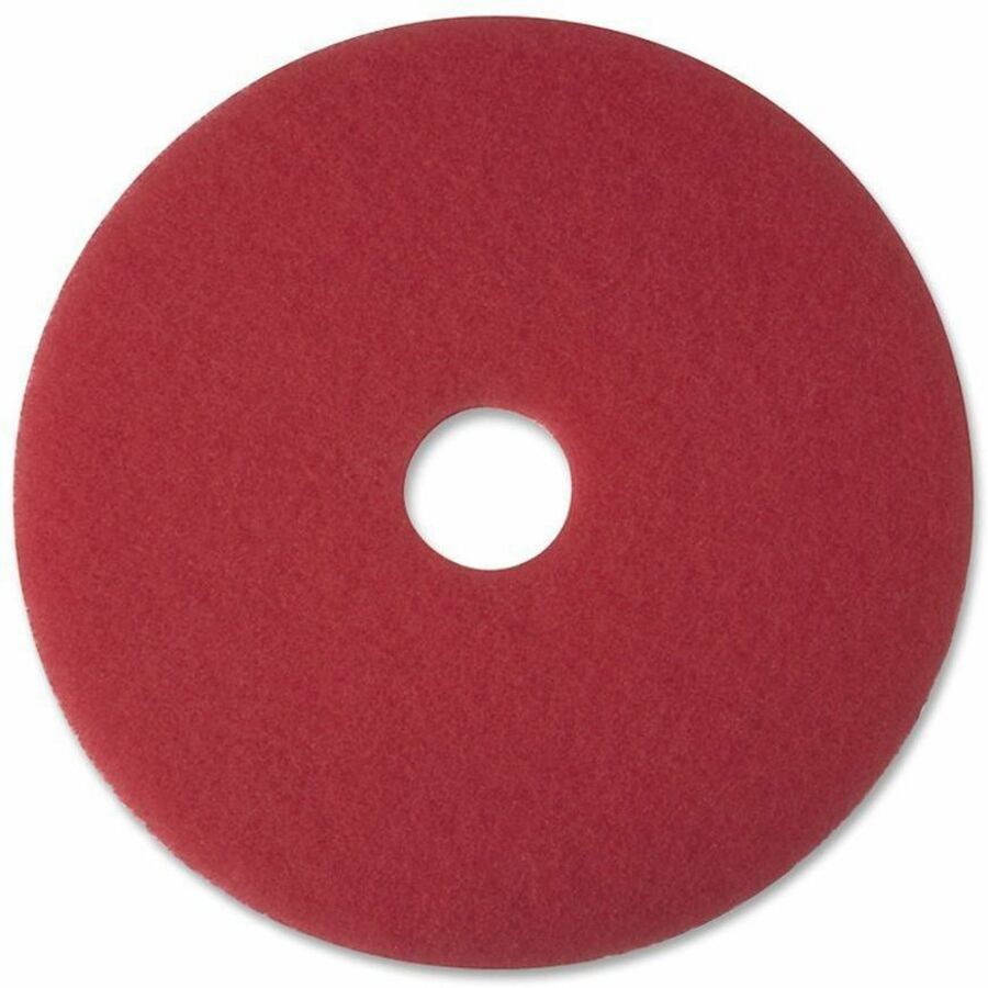 3M Red Buffer Pads - 20' Diameter - Polyester Fiber - Red - 5 / Carton 