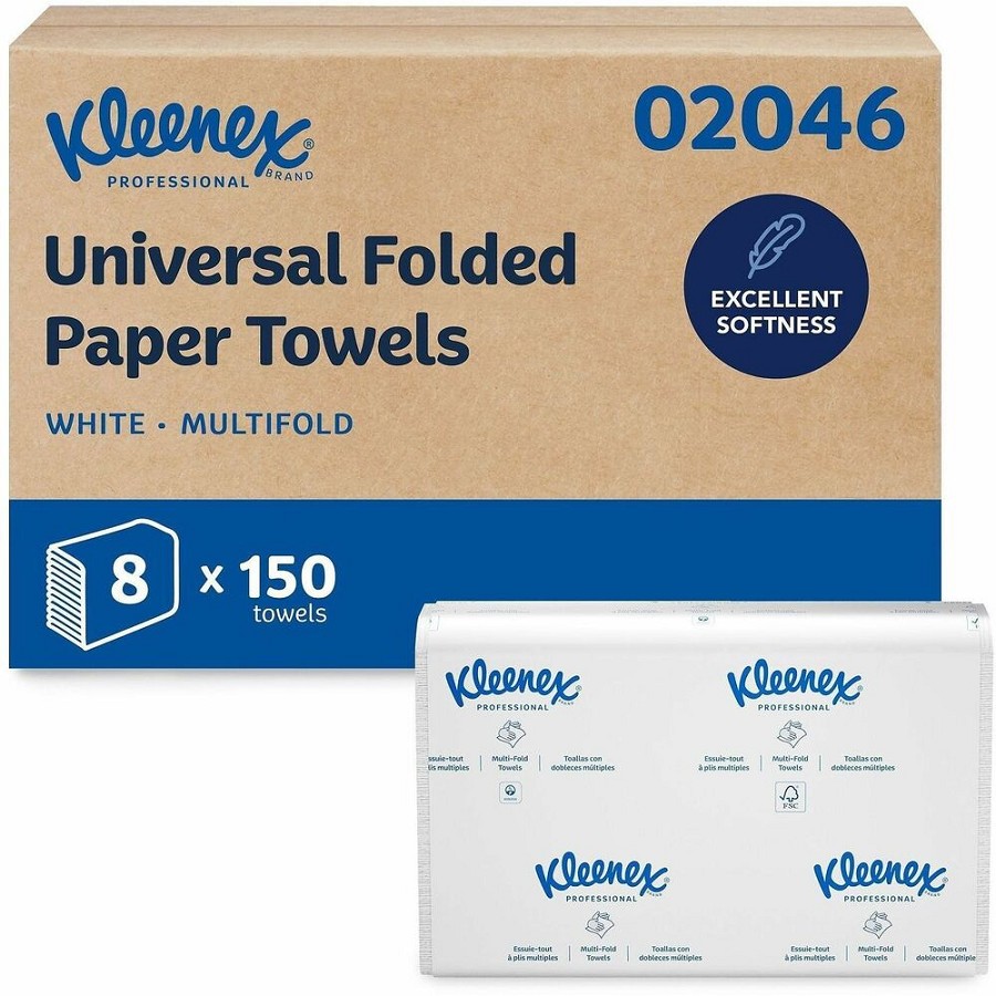 Kleenex Multi-Fold Towels - 1 Ply - 9.20' Width x 9.40' Length - White - 150/Pack - 8 / Carton 