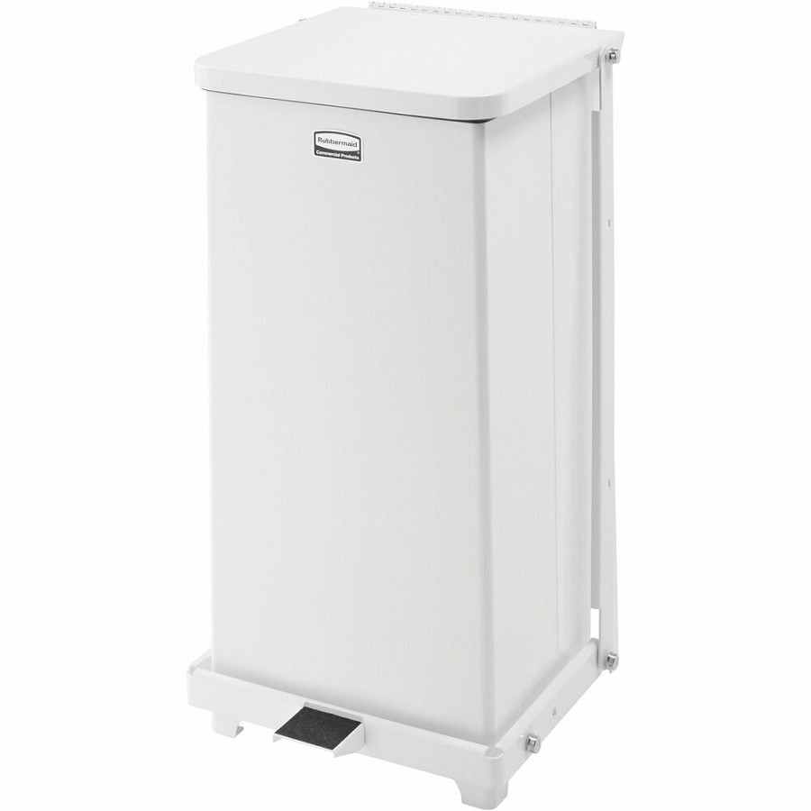 Rubbermaid Commercial Defenders Steel Step Cans - 6.50 gal Capacity - 20.5' Height x 10.5' Width x 10.5' Depth - Steel - White - 1 Each 