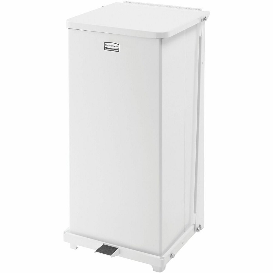 Rubbermaid Commercial Defenders Steel Step Cans - 13 gal Capacity - 27' Height x 12.5' Width x 12.5' Depth - Steel - White - 1 Each 