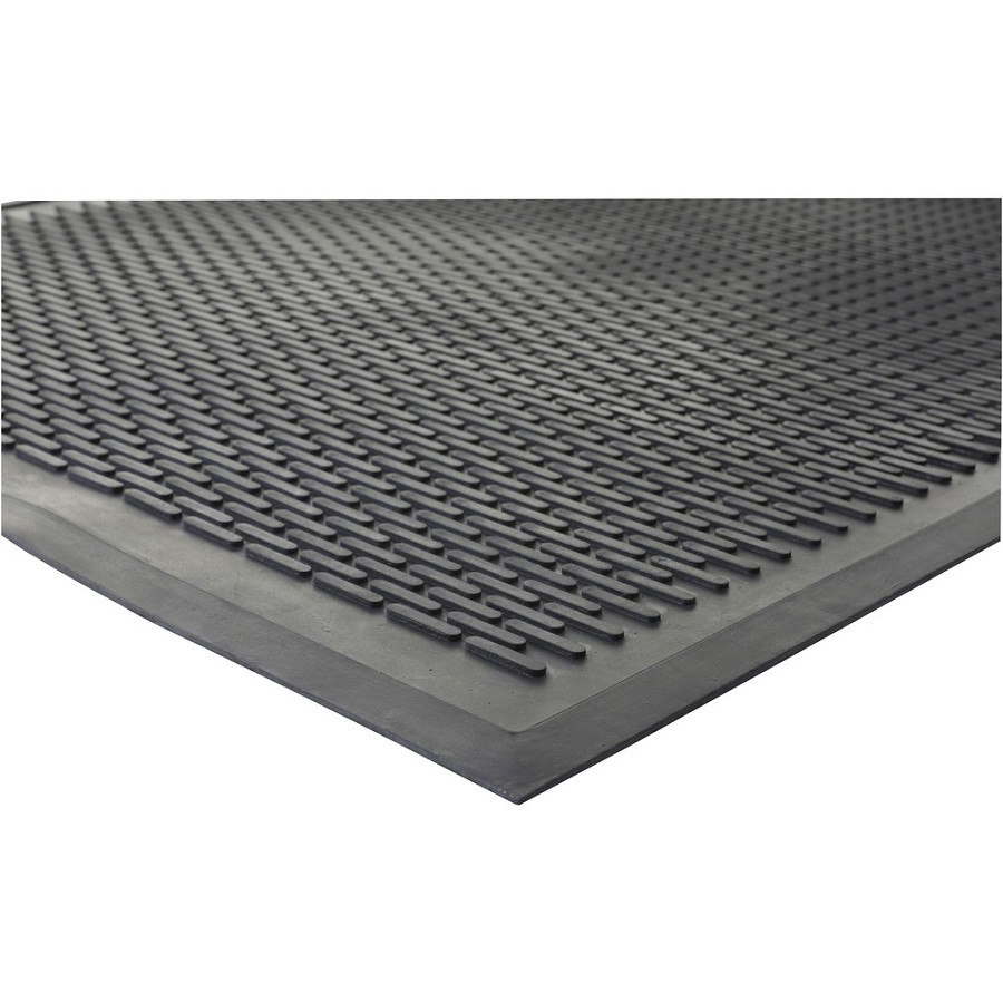Genuine Joe Clean Step Scraper Floor Mats - Outside Entrance, Outdoor - 72' Length x 48' Width - Rubber - Black - 1 Each 