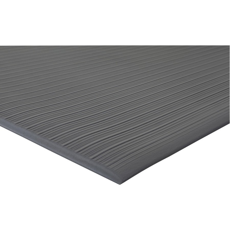 Genuine Joe Air Step Anti-Fatigue Mat - Warehouse - 60' Length x 36' Width x 0.375' Thickness - Vinyl, Vinyl Foam - Black - 1 Each 