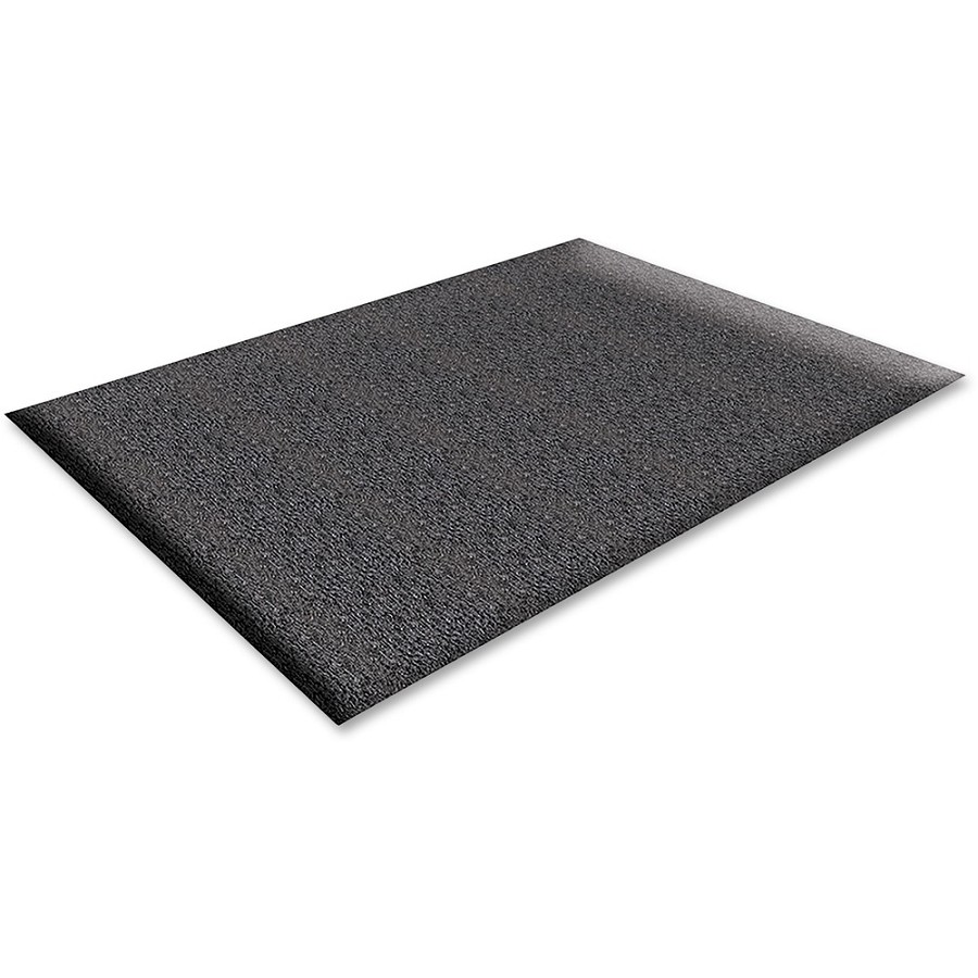 Genuine Joe Soft Step Vinyl Anti-Fatigue Mats - Warehouse - 36' Length x 24' Width x 0.375' Thickness - Vinyl - Black - 1 Each 