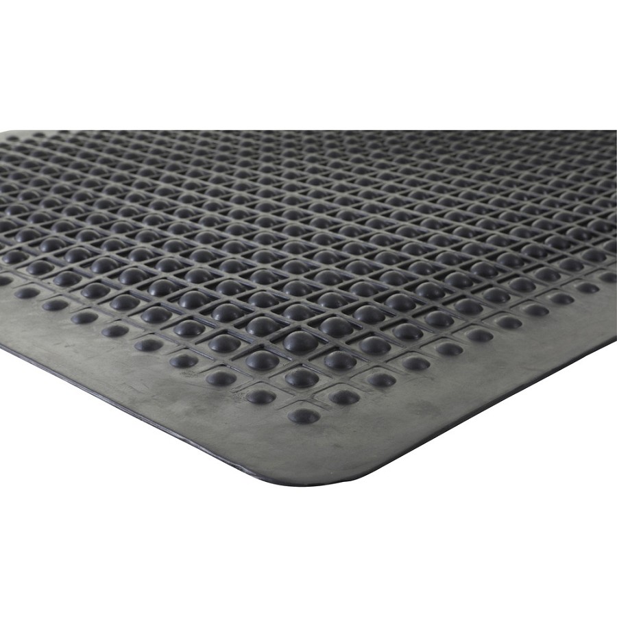 Genuine Joe Flex Step Rubber Anti-Fatigue Mats - Warehouse - 60' Length x 36' Width - Rubber - Black - 1 Each 