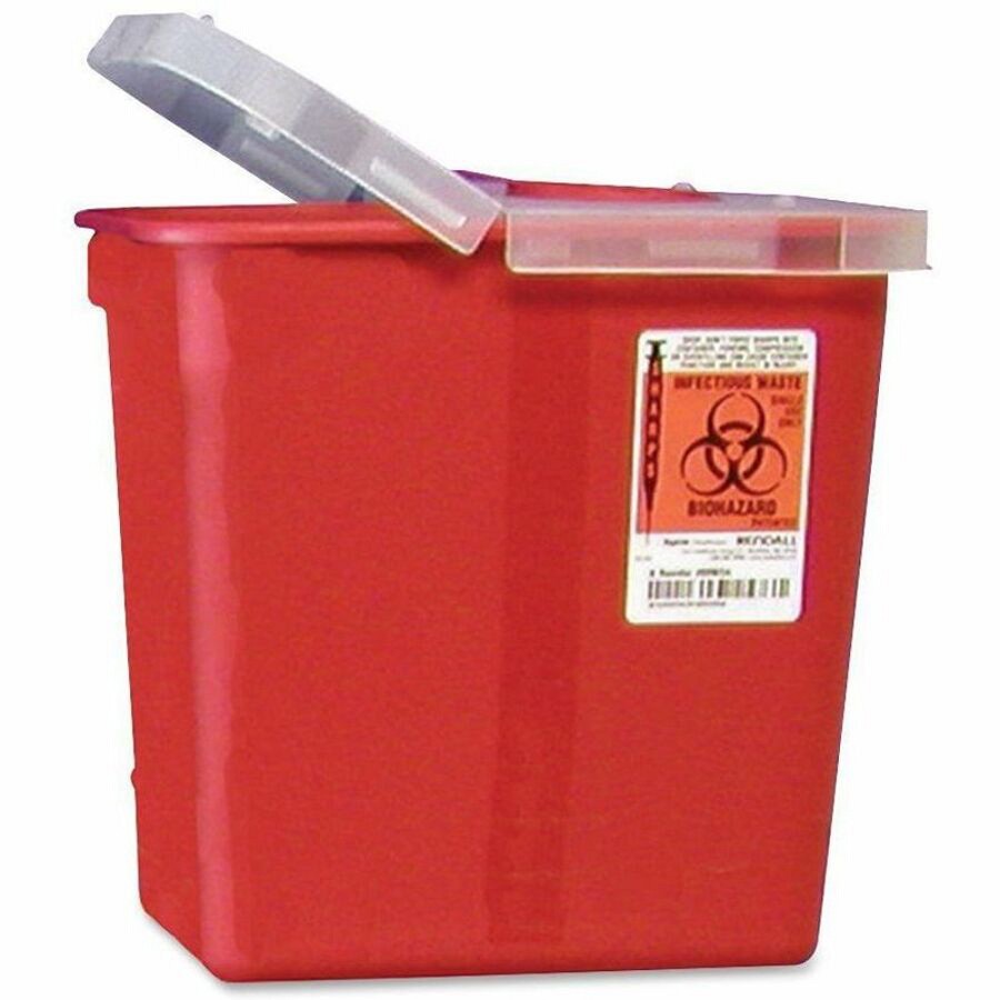 Covidien Sharps Hinged Lid Container - 2 gal Capacity - 10' Height x 10.5' Width x 7.2' Depth - Red - 1 Each 