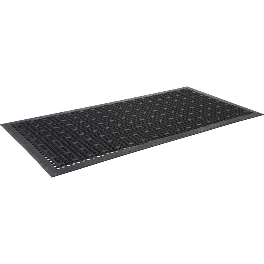 Genuine Joe Versa-Lite Anti-microbial Rubber Mat - Warehouse - 60' Length x 36' Width - Rubber - Black - 1 Each 