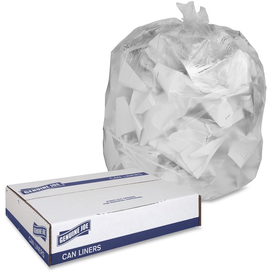 Genuine Joe Economy High-Density Can Liners - Small Size - 10 gal Capacity - 24' Length x 24' Width x 0.24 mil (6 Micron) Thickness - High Density - Translucent - Resin - Breakroom, Restroom, Office Waste, Can - 1000 / Carton 