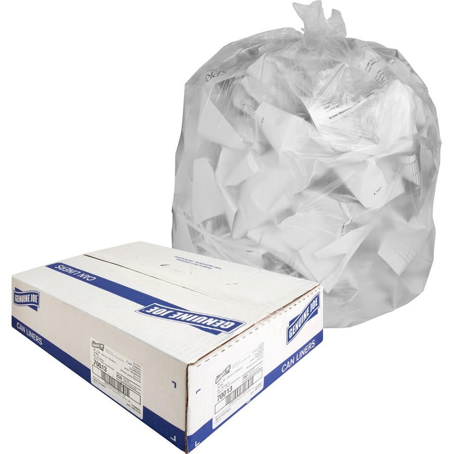 Genuine Joe Economy High-Density Can Liners - Large Size - 45 gal Capacity - 46' Length x 40' Width x 0.39 mil (10 Micron) Thickness - High Density - Translucent - Resin - 250 / Carton 