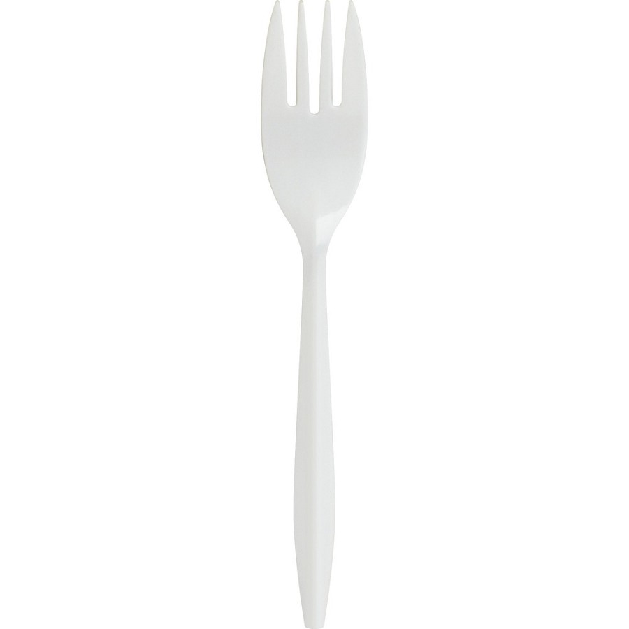 Genuine Joe Medium-weight Forks - Polypropylene - White - 1000 / Carton 