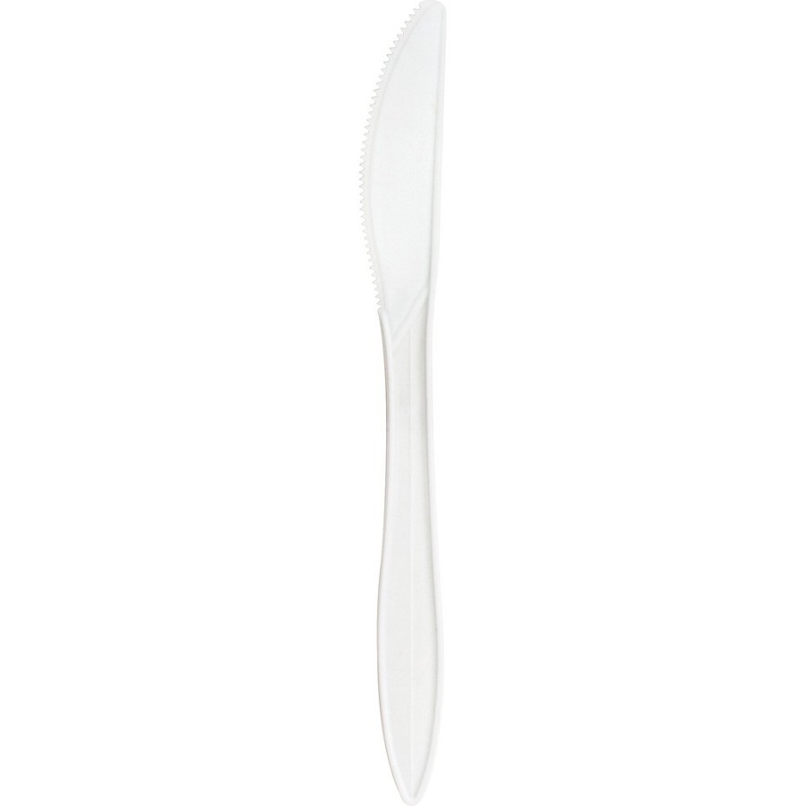Genuine Joe Medium-weight Knives - Polypropylene - White - 1000 / Carton 