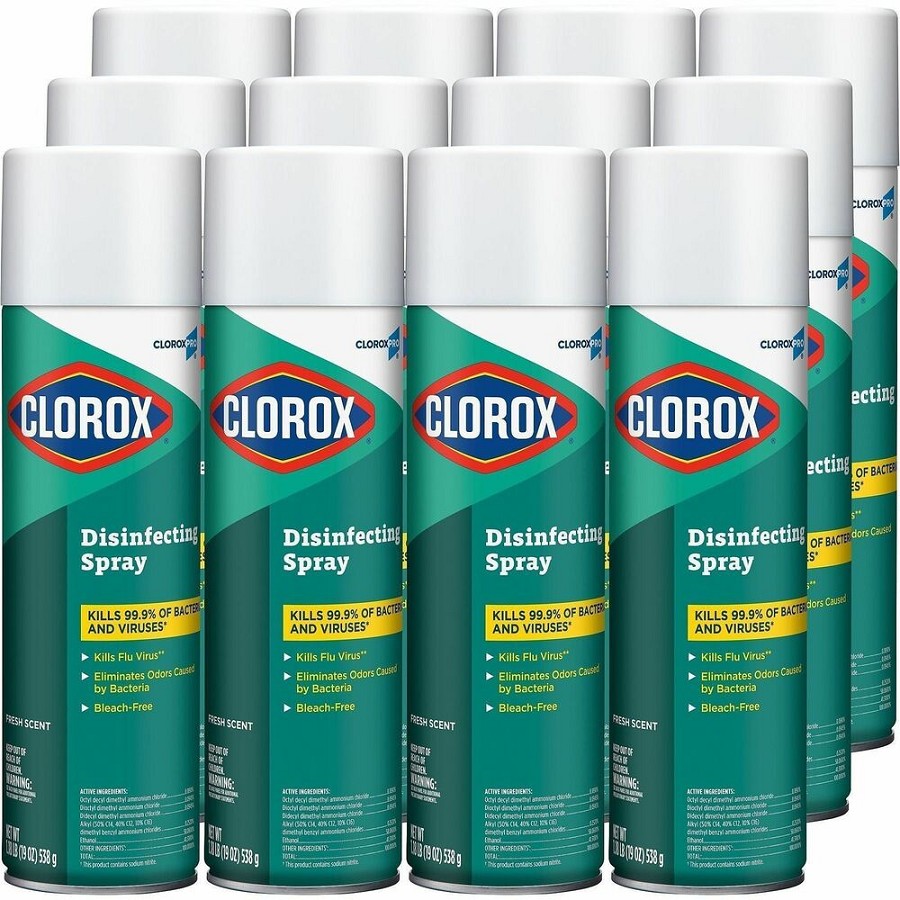 CloroxPro Disinfecting Spray - Spray - 19 fl oz (0.6 quart) - Fresh Scent - Pleasant Scent, Disinfectant - Green - 12 / Carton 