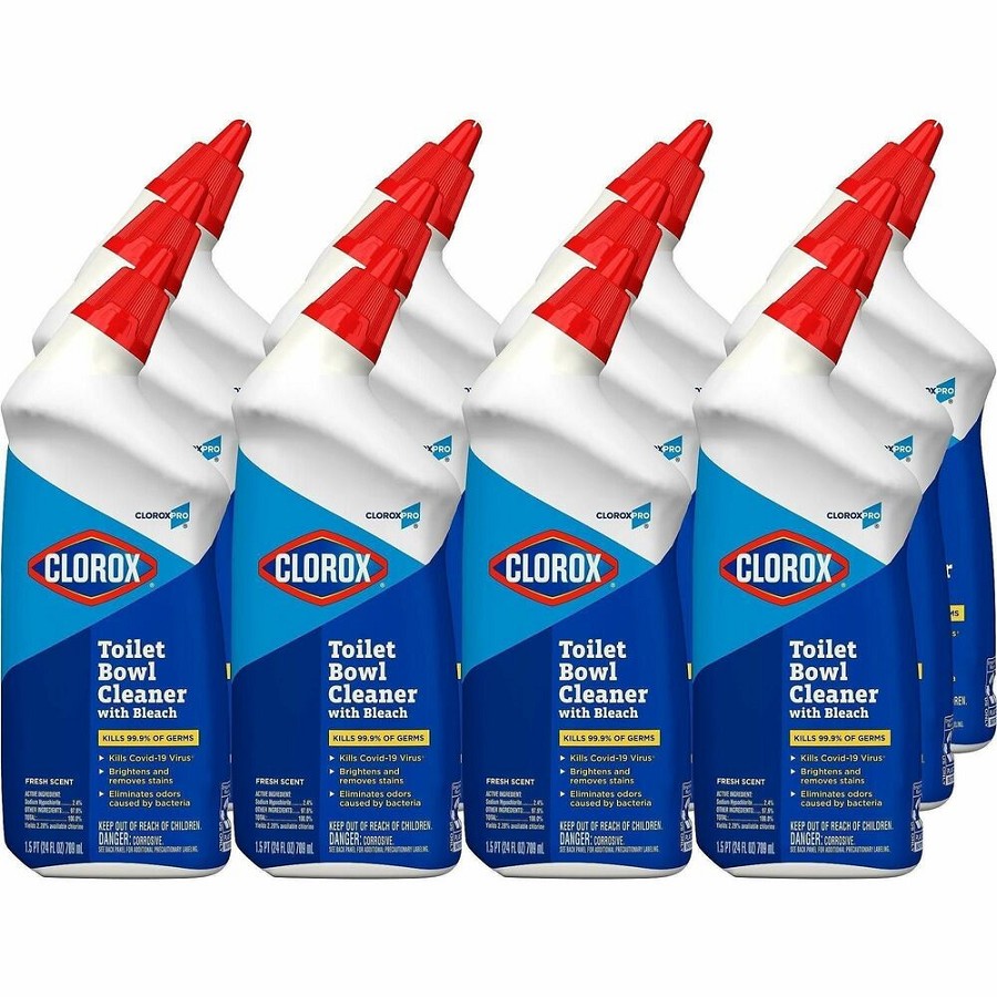 CloroxPro Toilet Bowl Cleaner with Bleach - 24 fl oz (0.8 quart) - Fresh Scent - Disinfectant, Deodorize - Clear - 12 / Carton 