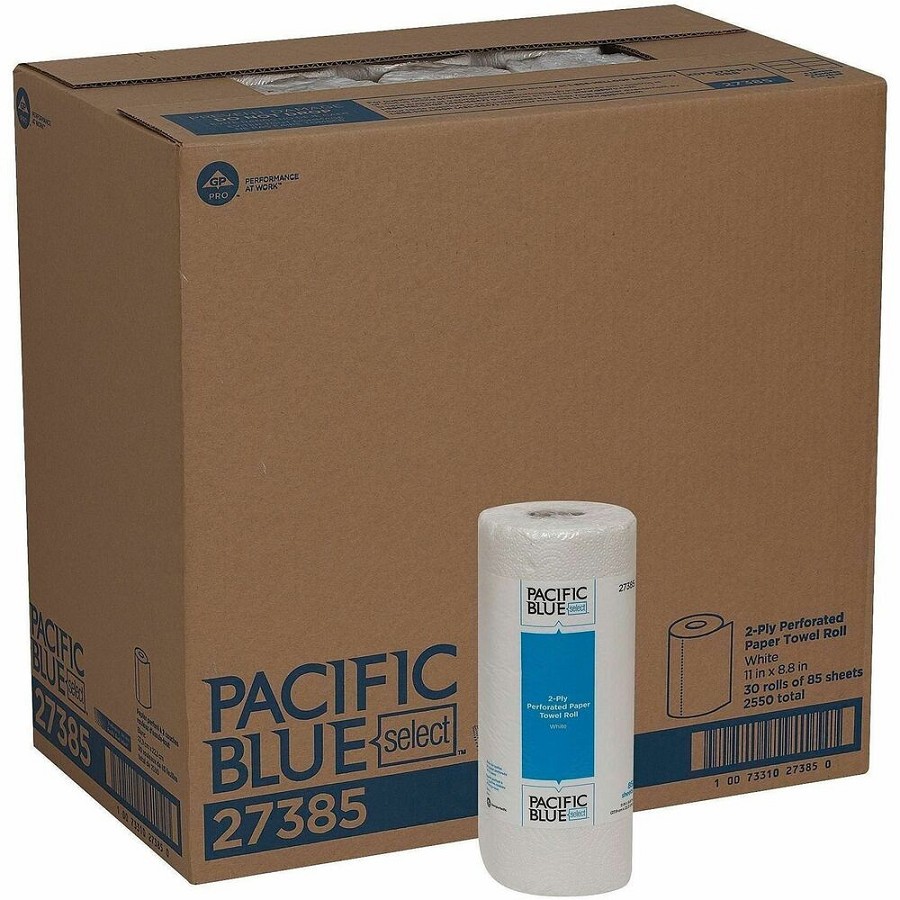 Pacific Blue Select Perforated Paper Towel Roll - 2 Ply - 8.80' Width x 11' Length - 85 Sheets/Roll - White - Paper - 30 / Carton 