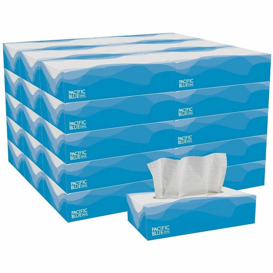 Pacific Blue Select Facial Tissue by GP Pro - Flat Box - 2 Ply - 8.33' Width x 8' Length - White - Paper - 100/Box - 30 / Carton 