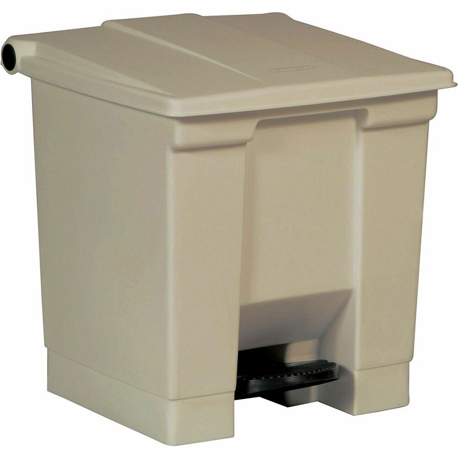 Rubbermaid Commercial Step-on Waste Container - 8 gal Capacity - 17.1' Height x 15.7' Width x 16.3' Depth - Plastic - Beige - 1 Each 
