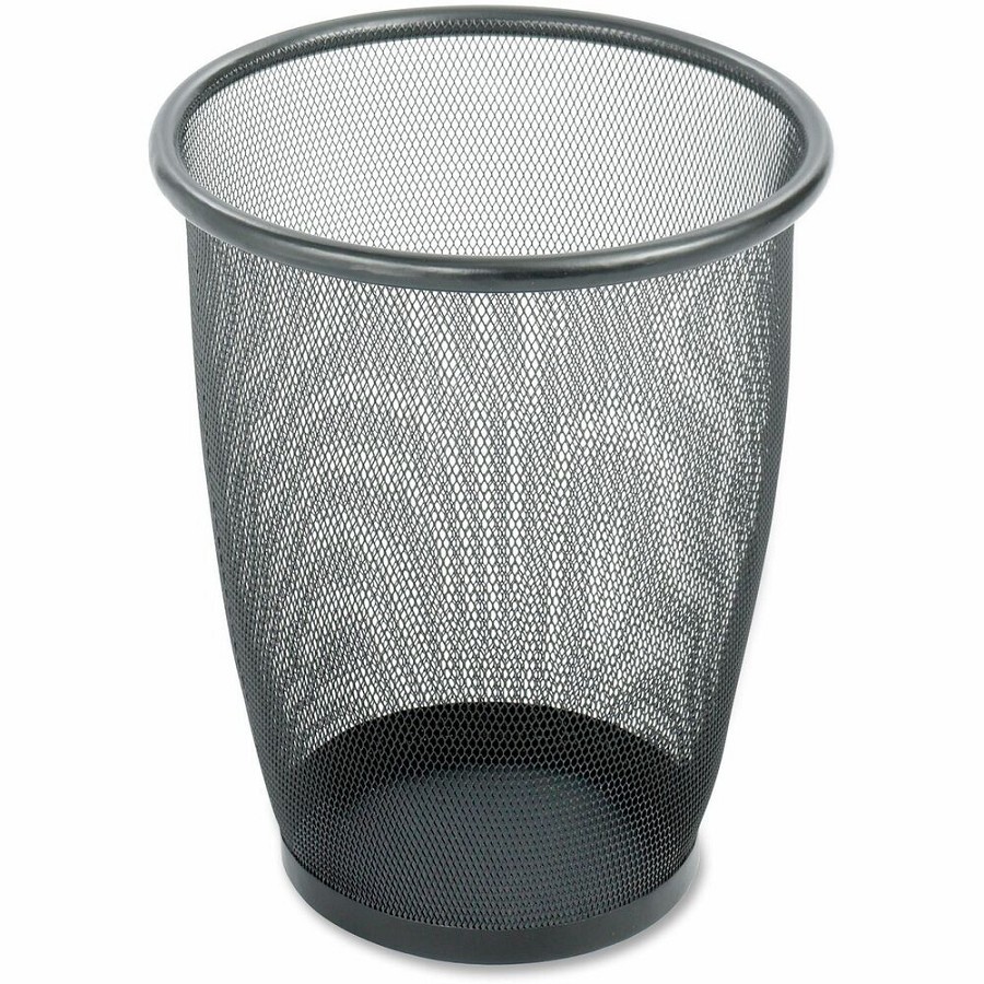 Safco Round Mesh Wastebaskets - 5 gal Capacity - Round - 13' Opening Diameter - 14.5' Height - Steel - Black - 1 Each 