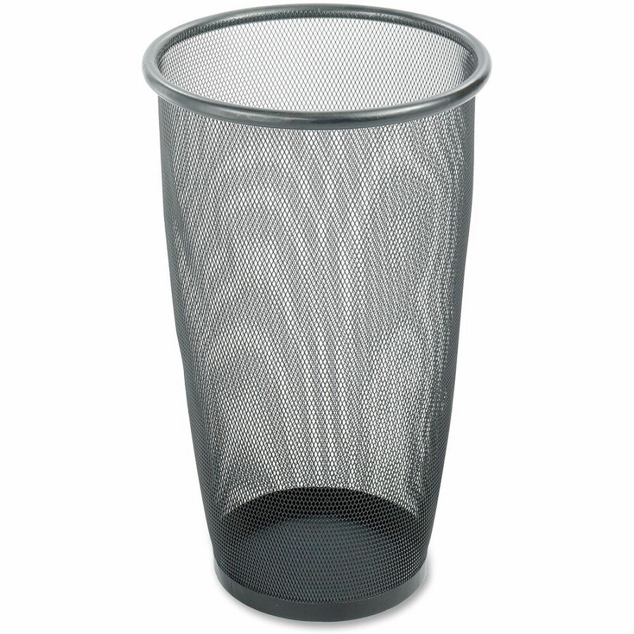 Safco Round Mesh Wastebaskets - 9 gal Capacity - Round - 13.50' Opening Diameter - 19.5' Height - Steel - Black - 1 Each 