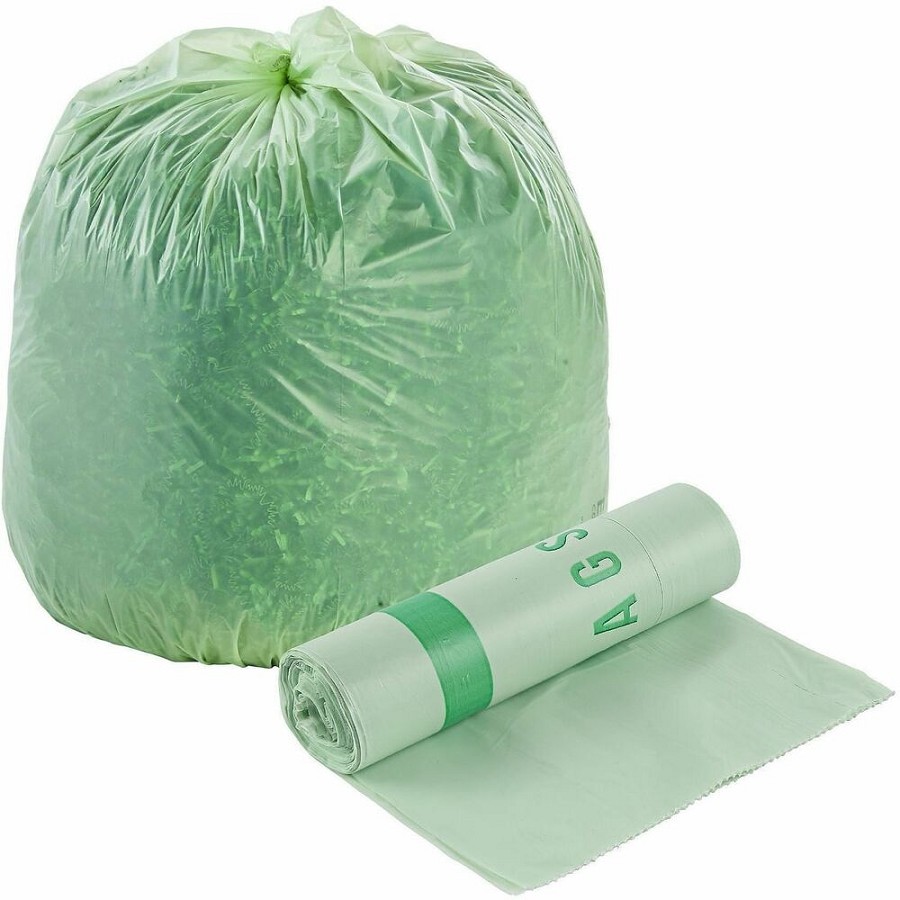 Stout EcoSafe Trash Bags - 32 gal Capacity - 48' Length x 33' Width x 0.85 mil (22 Micron) Thickness - Green - Plastic - 1 Carton 