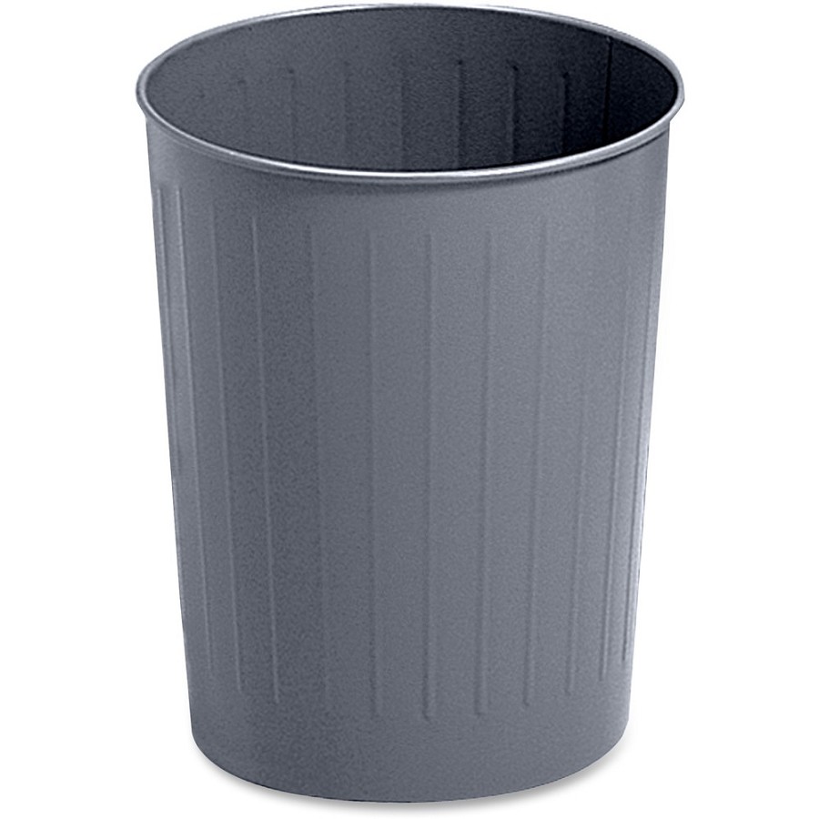 Safco Fire-safe Steel Round Wastebasket - 5.88 gal Capacity - Round - 14' Height x 13' Diameter - Steel - Charcoal - 1 Each 