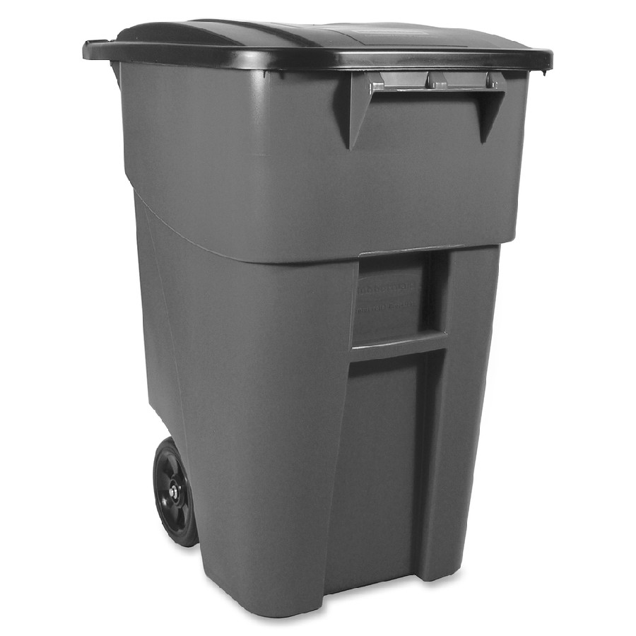 Rubbermaid Commercial Brute Rollout Container with Lid - 50 gal Capacity - Square - 36.2' Height x 23.4' Width x 28.5' Depth - Gray - 1 Each 
