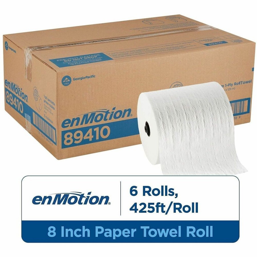 Georgia-Pacific enMotion Premium Touchless Roll Towel - 1 Ply - 8.25' Width x 425 ft Length - White - 6 / Carton 