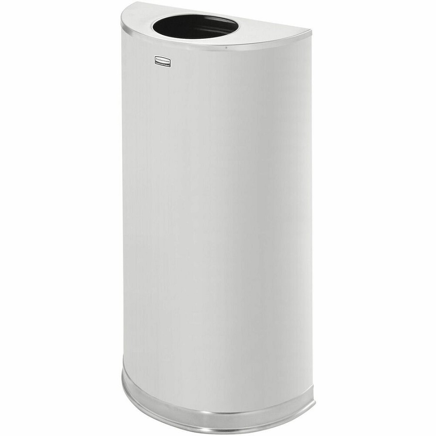 Rubbermaid Commercial 12 Gallon Half Round Steel Receptacle - 12 gal Capacity - Semicircular - 7' Opening Diameter - 32' Height x 18' Width x 9' Depth - Stainless Steel - Stainless Steel - 1 Each 