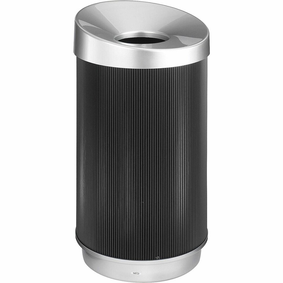 Safco At-Your-Disposal Vertex Waste Receptacle - 38 gal Capacity - Round - 38' Height x 36' Width x 20' Depth x 20' Diameter - Plastic - Black, Silver - 1 Each 