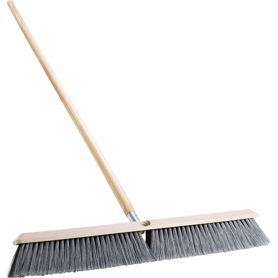 Genuine Joe Heavy-duty Floor Sweep with Handle - 24' Polypropylene Bristle - 60' Handle Length x 1.25' Handle Diameter - Hardwood Handle - 1 Each 