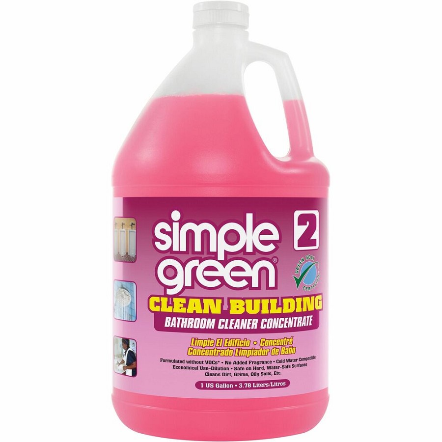 Simple Green Clean Building Bathroom Cleaner - For Bathroom - Concentrate - Liquid - 128 fl oz (4 quart) - Non-flammable, Fragrance-free - Pink - 1 Each 