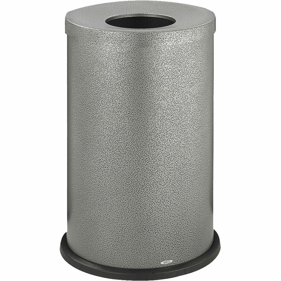 Safco Open Top Speckled Waste Receptacle - 35 gal Capacity - Round - 8.50' Opening Diameter - 28.5' Height x 19.8' Diameter - Steel - Black Speckle - 1 Each 