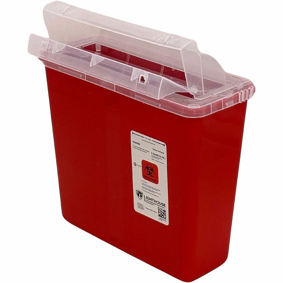 Covidien Sharpstar 5 Quart Sharps Container with Lid - 1.25 gal Capacity - Rectangular - 11' Height x 10.8' Width x 4.8' Depth - Red - 1 Each 