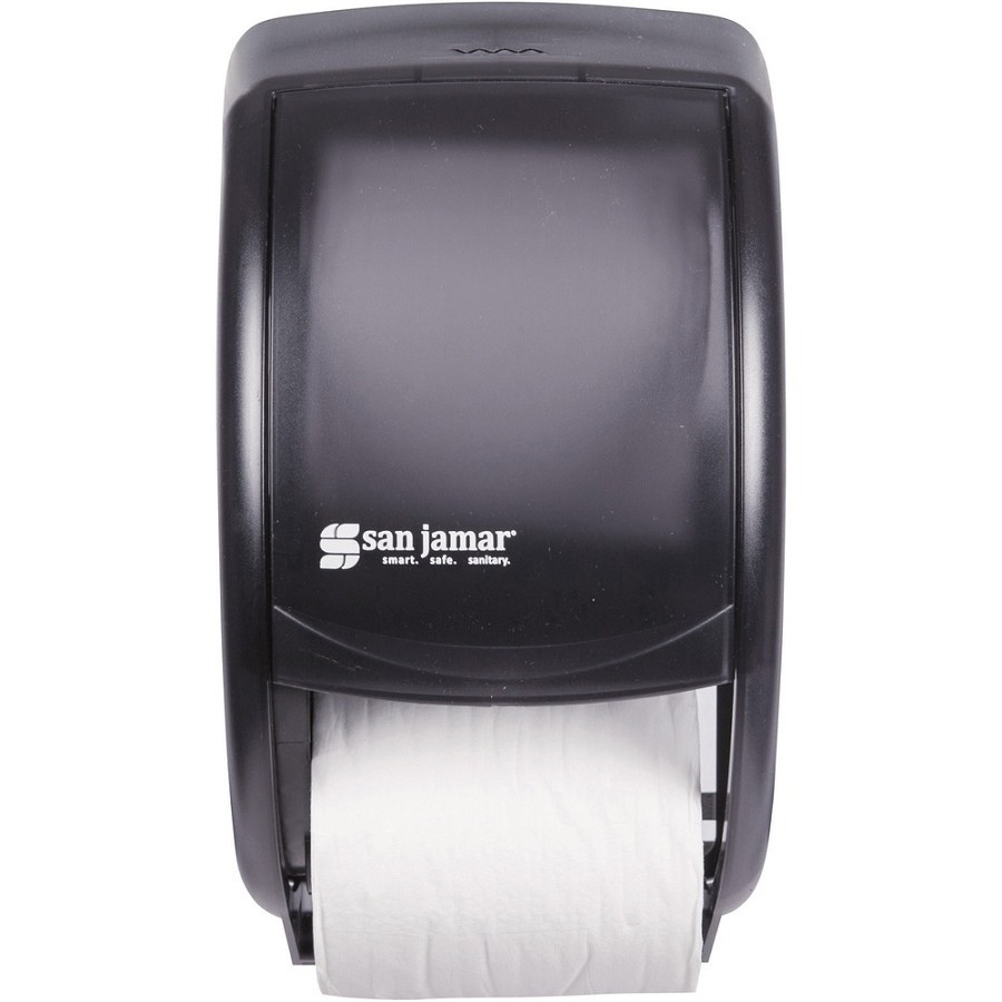 San Jamar Duett Standard Bath Tissue Dispenser - Roll Dispenser - 2 x Roll - 1.62' Roll Diameter - 12.8' Height x 7.5' Width x 7' Depth - Black - 1 Each 