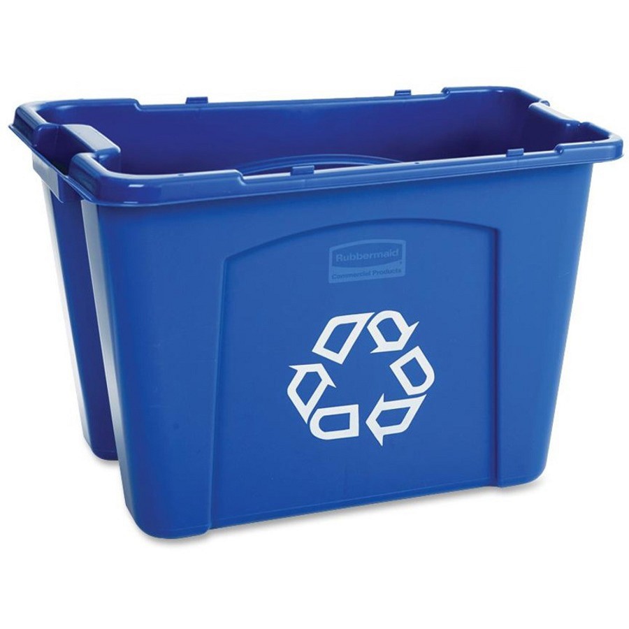 Rubbermaid Commercial 14-gallon Recycling Box - 14 gal Capacity - Rectangular - 14.8' Height x 16' Width x 21' Depth - Polyethylene - Blue - 1 Each 