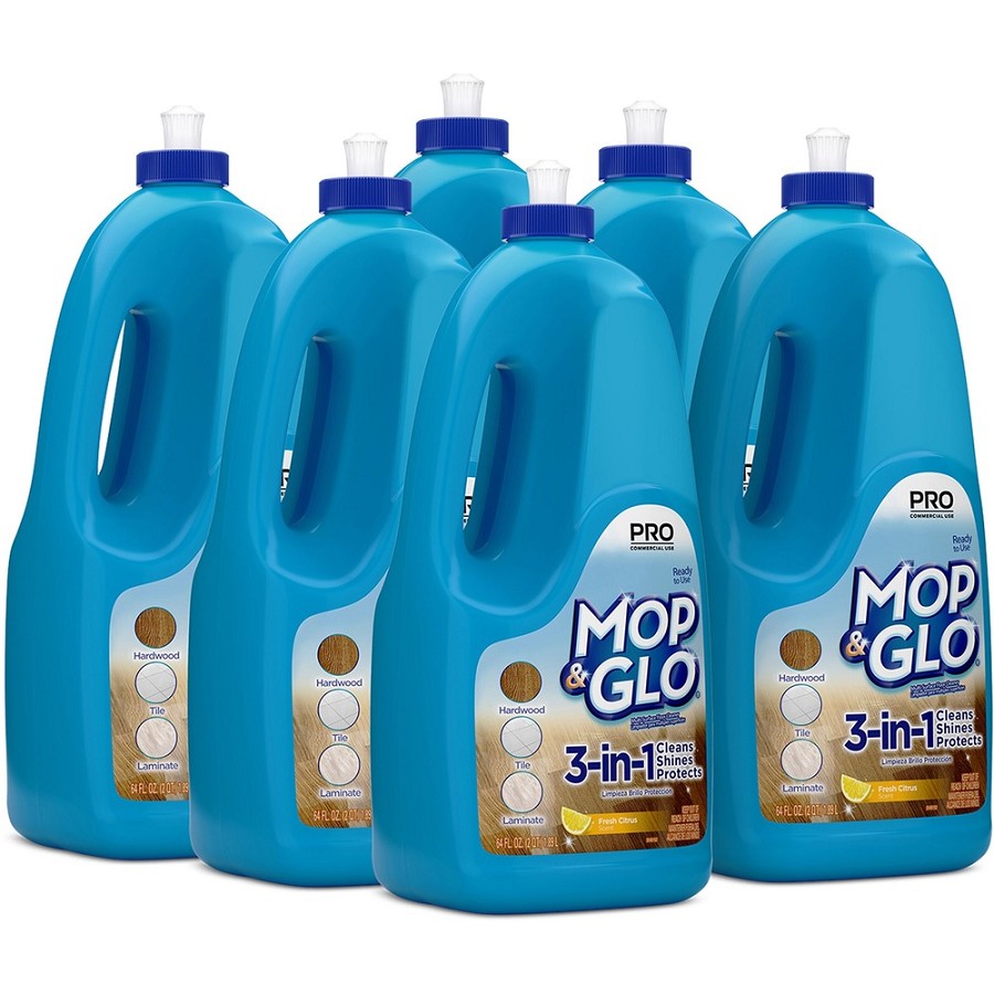 Professional MOP & GLO Triple Action Floor Shine Cleaner - For Wood Floor, Vinyl Floor, Linoleum Floor, Ceramic Tile Floor, Tile - 64 oz (4 lb) - Fresh Citrus Scent - Tan - 6 / Carton 