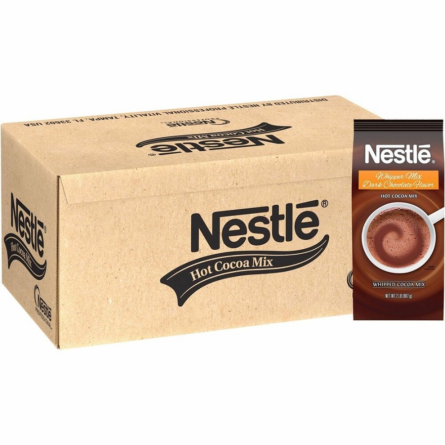 Nestle Dark Chocolate Hot Cocoa Whipper Mix - Powder - 2 lb - Chocolate - 12 / Carton 