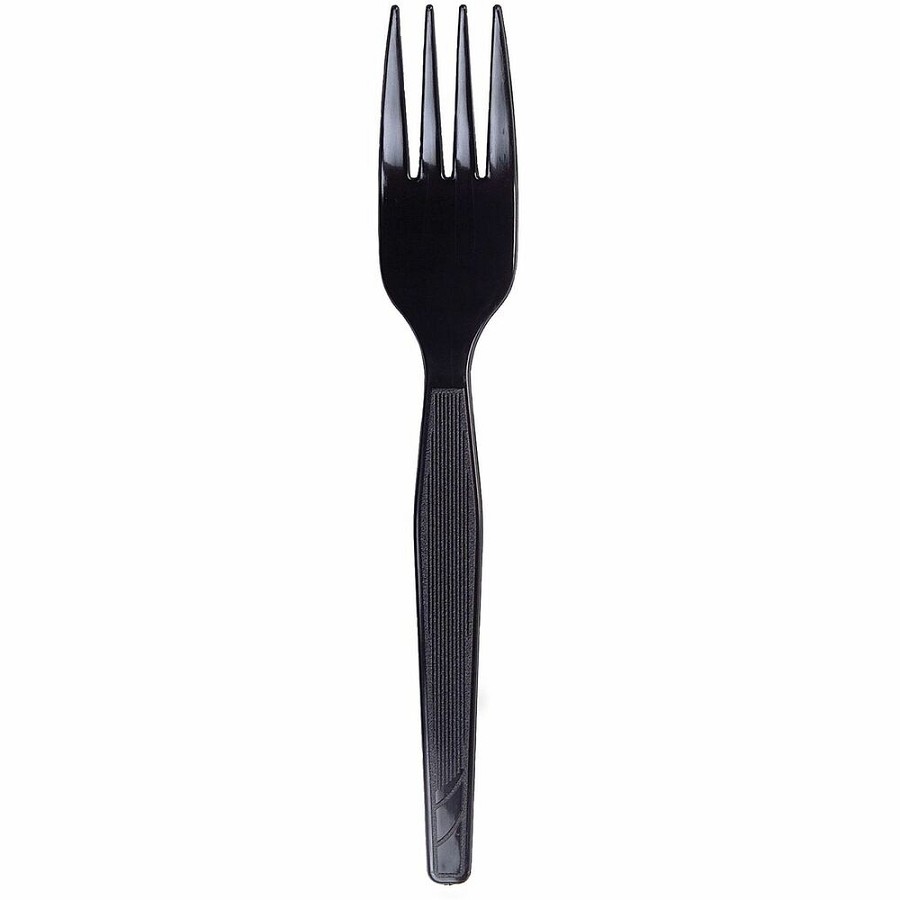 Dixie Medium-Weight Disposable Plastic Forks by GP Pro - Black - 1 Carton 