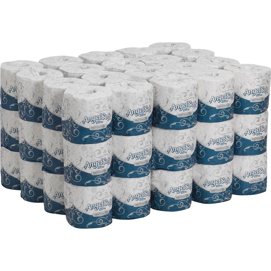 Angel Soft Ultra Professional Series Embossed Toilet Paper - 2 Ply - 4' Width x 4' Length - 400 Sheets/Roll - White - 60 / Carton 