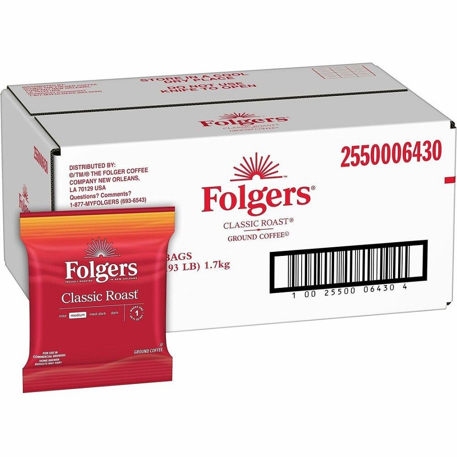 Folgers Fraction Pack Classic Roast Coffee - Regular - Medium - 1.5 oz Per Bag - Fraction Pack - 42 / Carton 