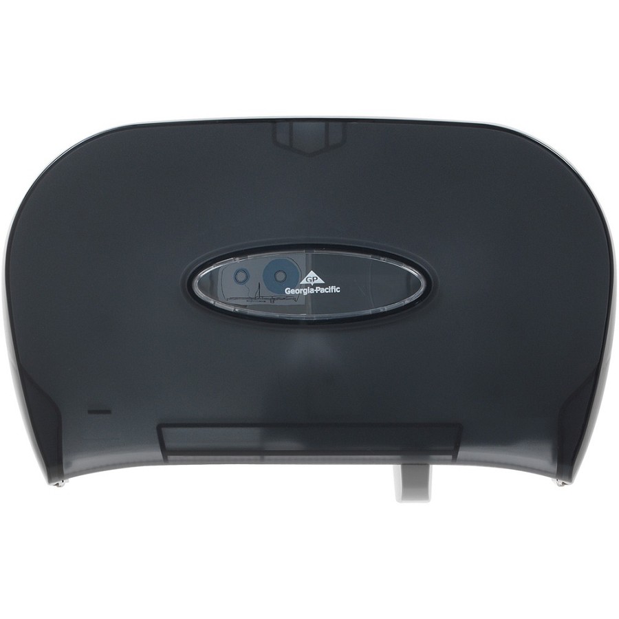 Georgia-Pacific 2-Roll Side-By-Side Standard Roll Toilet Paper Dispenser - Pull Out Dispenser - 2 x Roll - 8.6' Height x 13.6' Width x 5.7' Depth - Smoke Gray - 1 Each 