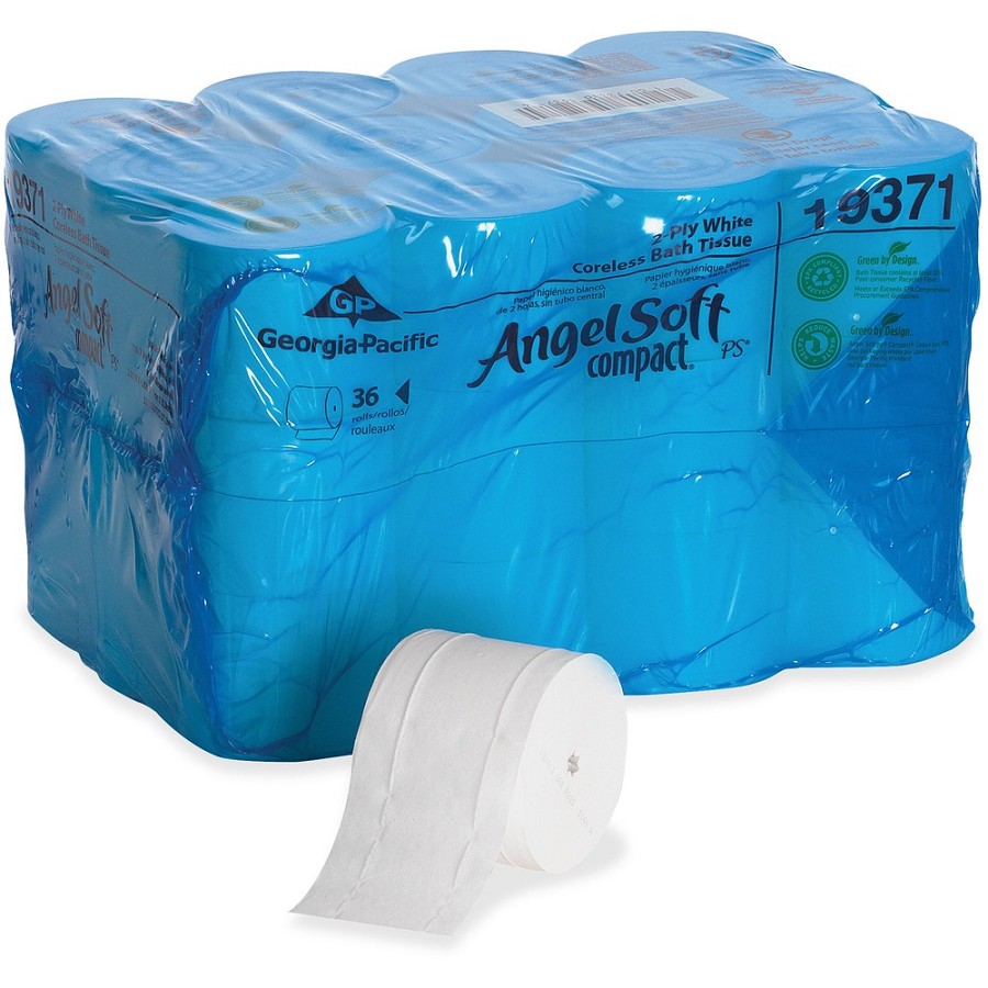 Angel Soft Professional Series Compact Premium Embossed Toilet Paper - 2 Ply - 3.85' Width x 4.05' Length - 750 Sheets/Roll - 4.75' Roll Diameter - 1/2' Core - White - 36 Rolls Per Carton - 36 / Carton 