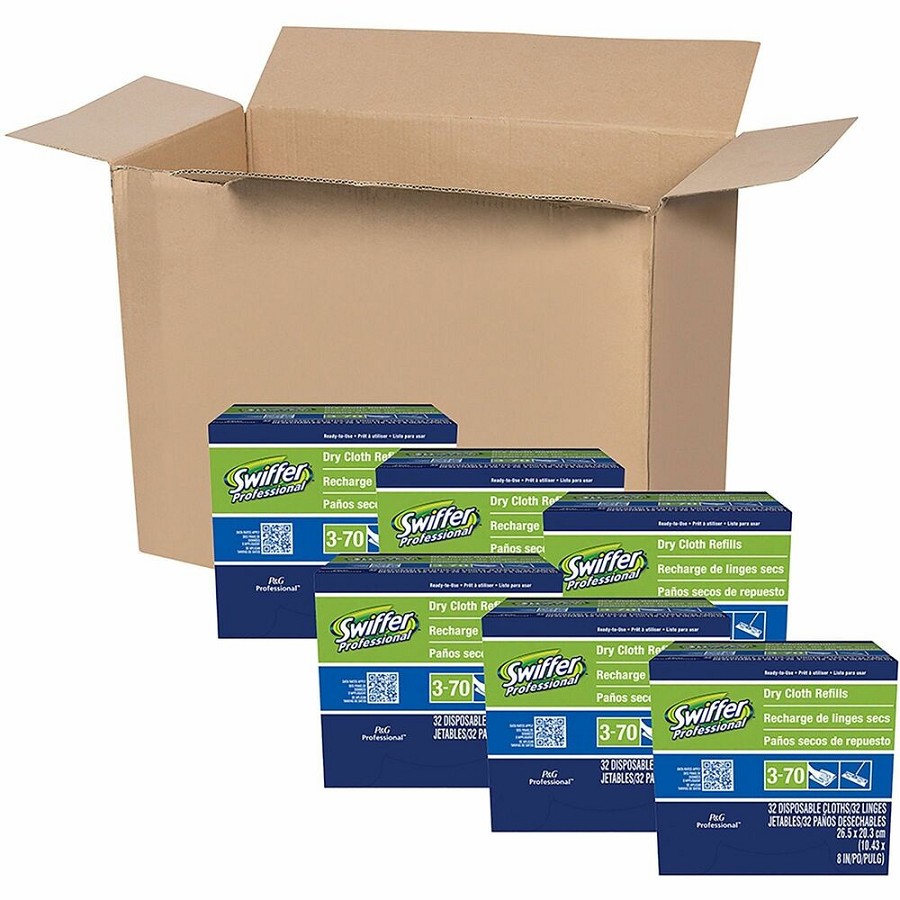 Swiffer Sweeper Dry Cloths Refill - Unscented - Cloth - White - 32/Box - 6 / Carton 
