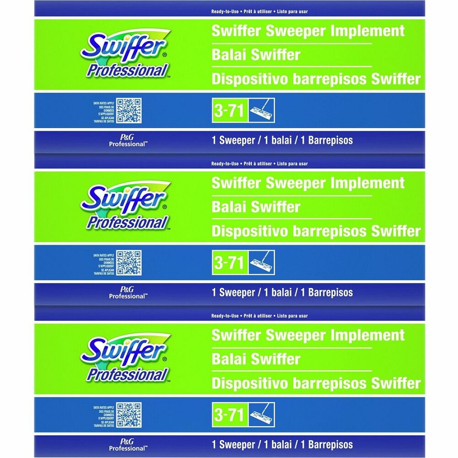 Swiffer Professional Sweeper - 10' Width Head - Swivel Head, Lightweight - Green - 3 / Carton 