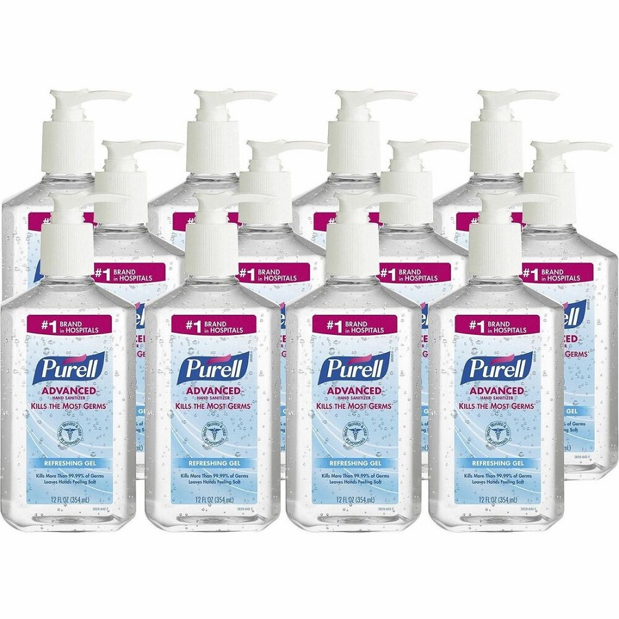 PURELL Hand Sanitizer Gel - Clean Scent - 12 fl oz - Pump Bottle Dispenser - Multipurpose - Moisturizing - Clear - Triclosan-free, Paraben-free, Phthalate-free - 12 / Carton 