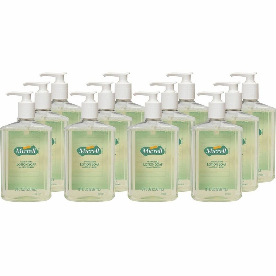 Micrell Antibacterial Lotion Soap - Citrus Scent - 8 fl oz - Pump Bottle Dispenser - Kill Germs, Grease Remover - Hand - Anti-irritant, Bio-based - 12 / Carton 