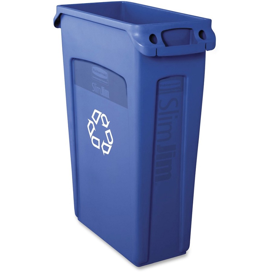 Rubbermaid Commercial Venting Slim Jim Container - 23 gal Capacity - Rectangular - 30' Height x 11' Width x 22' Depth - Plastic - Blue - 1 Each 