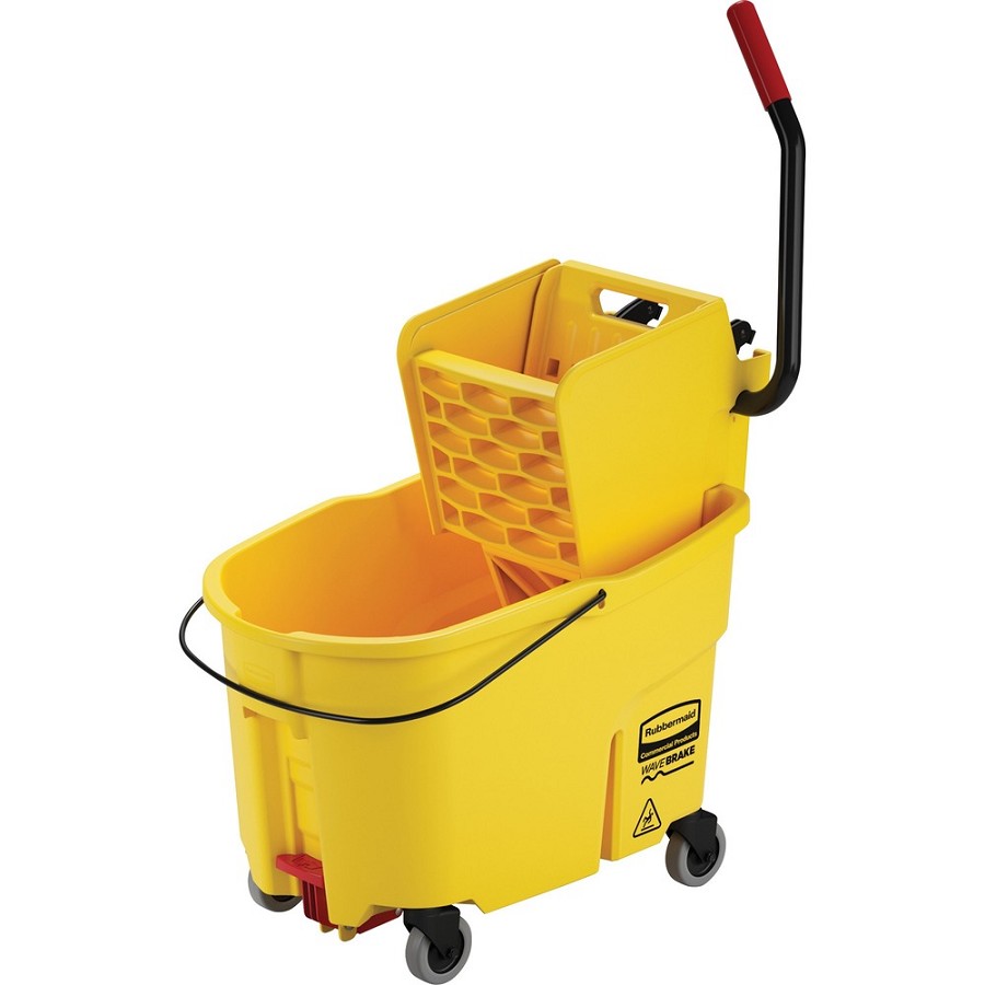 Rubbermaid Commercial Wavebreak 44-Quart Side Press Mopping System - Plastic, Steel - 17' Width x 24' Depth x 38' Height - Yellow - 1 Each 