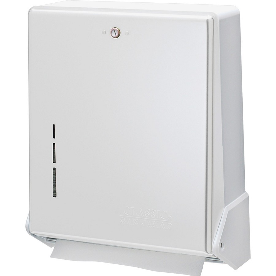 San Jamar True Fold Towel Dispenser - C Fold, Multifold Dispenser - 300 x Towel C Fold, 500 x Towel Multifold - 14.5' Height x 11.6' Width x 5' Depth - Metal, Plastic - White - Touch-free, Break Resistant, Impact Resistant - 1 Each 